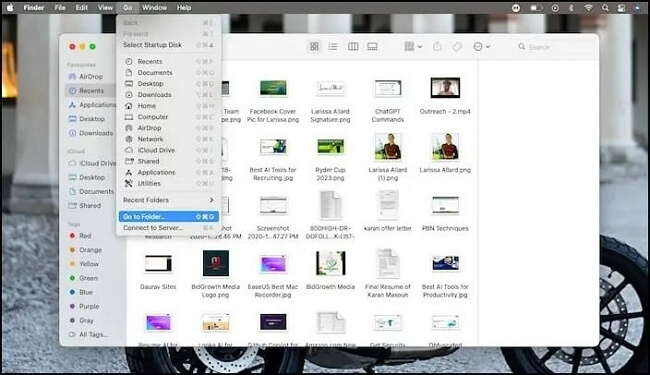 macOS에서 폴더 옵션으로 이동