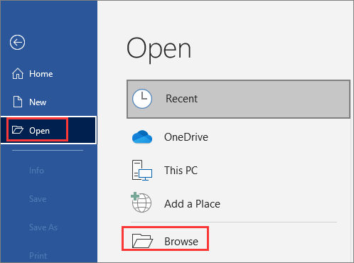 Word 문서 열기로 이동