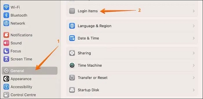 로그인 항목 열기