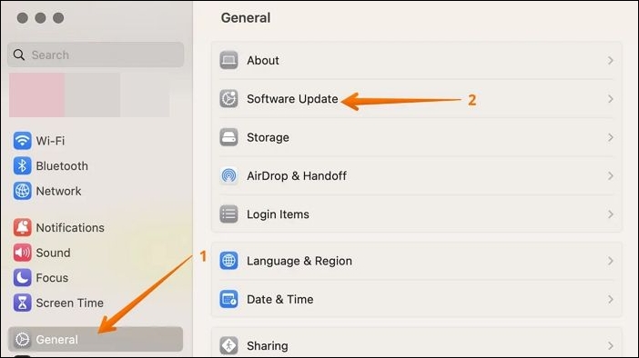 소프트웨어 업데이트 열기