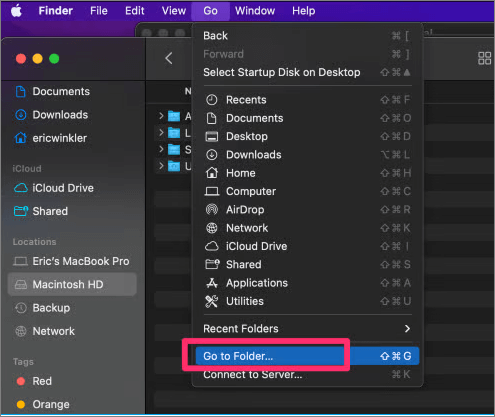 폴더로 이동을 선택하세요