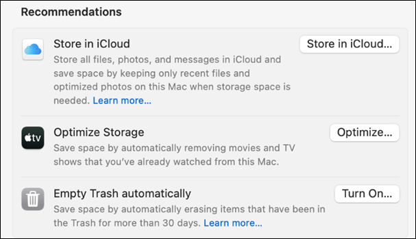 Mac 스토리지 최적화