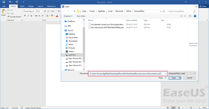 자동 복구로 저장되지 않은 Word 문서를 복구하는 방법 - 4