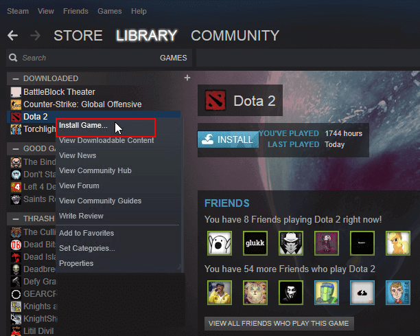 잃어버린 Steam 게임을 다시 설치하십시오.