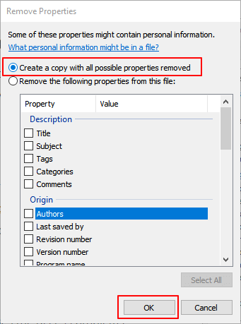 가능한 모든 속성이 제거된 상태로 복사하려면 선택하십시오.
