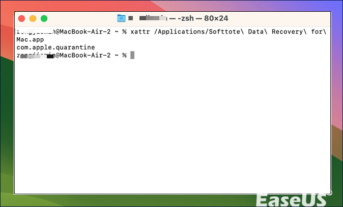 파일의 확장된 속성을 제거하세요.png
