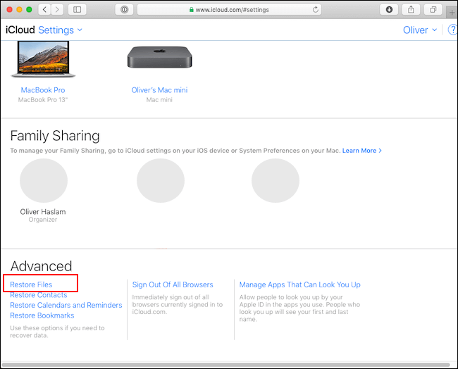 iCloud에서 데이터 복구