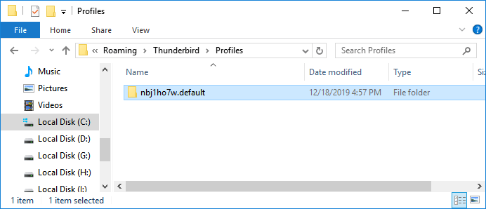 Thunderbird 이메일 프로필을 찾기