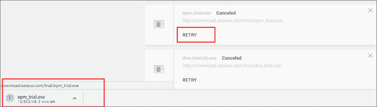 Google 크롬 페이지에서 취소된 Chrome 다운로드를 다시 다운로드합니다.