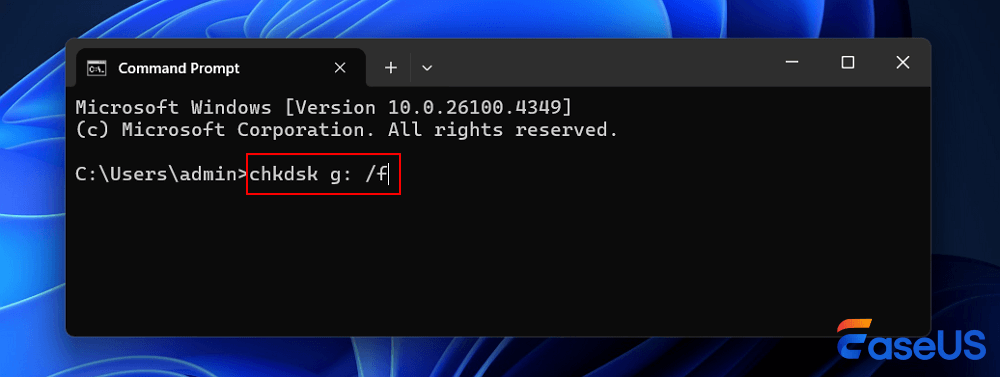 CMD에서 chkdsk를 입력하세요