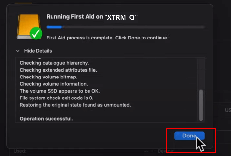 응급 처치를 통해 SD 카드 복구 완료