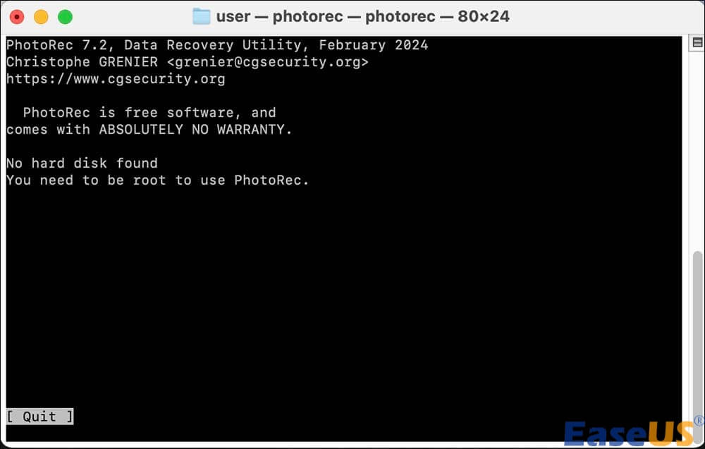 photorec을 실행하다