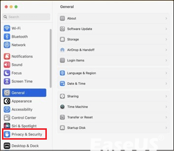 개인정보 보호 및 보안을 선택하세요