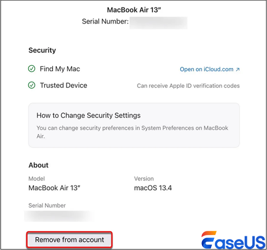 계정에서 제거를 선택하세요