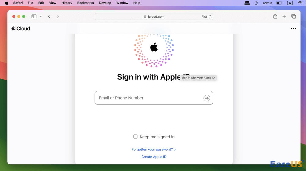 iCloud 계정에 로그인