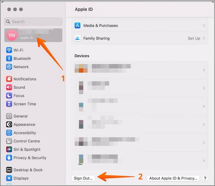 iCloud에서 로그아웃