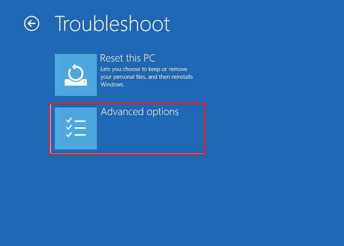 시스템 복구 고급 옵션