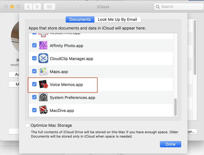 Mac에서 음성 메모 동기화