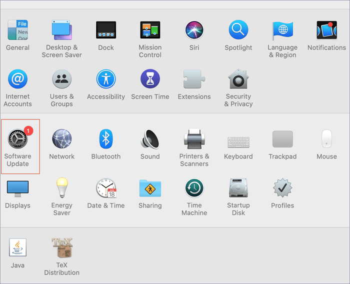 macOS를 업데이트하려면 소프트웨어 업데이트를 클릭하세요.