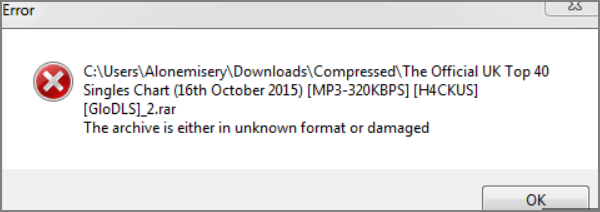 아카이브가 손상되었습니다