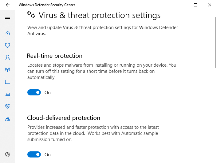 Windows Defender 켜기