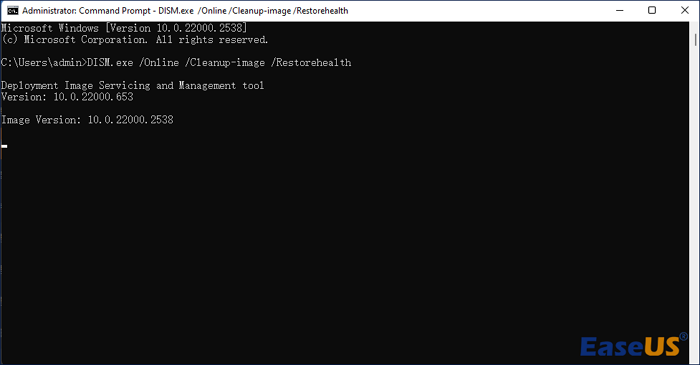 DISM을 실행하려면 Enter 키를 누르세요.