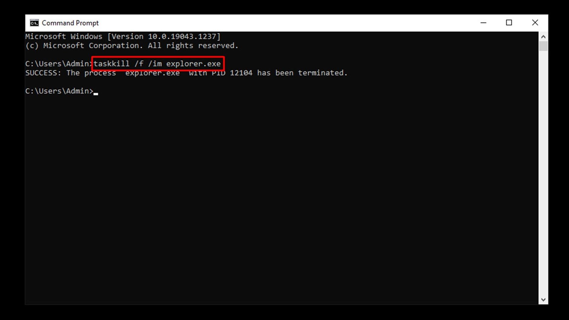 CMD 명령으로 파일 탐색기를 다시 시작하십시오.