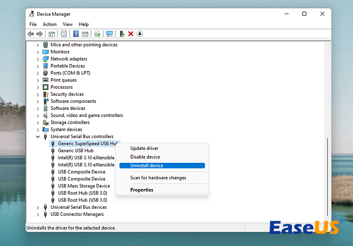 범용 직렬 버스 컨트롤러 제거