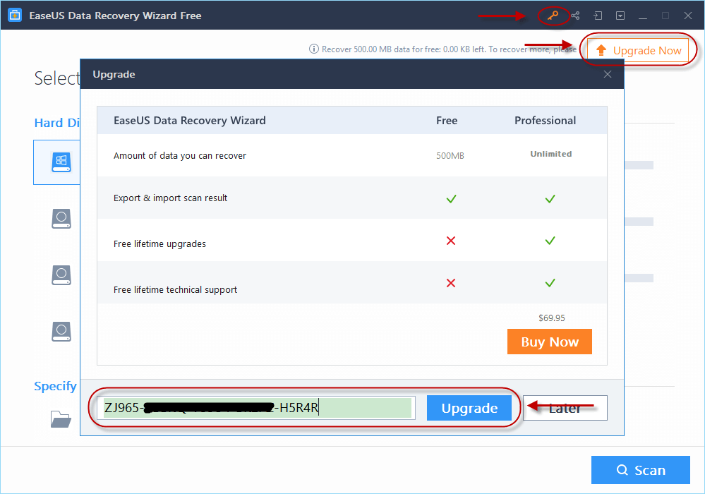 EaseUS Data Recovery Wizard를 Pro 버전으로 업그레이드하세요