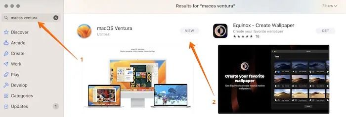 App Store에서 macOS 14로 업그레이드
