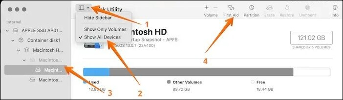응급처치 회복 모드 실행