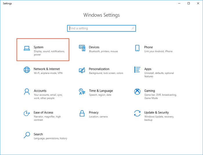 Windows 설정을 열고 시스템을 선택하세요.