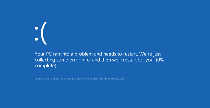 윈도우 10에서 'PC에 문제가 발생하여 다시 시작해야 합니다' 해결방법-EaseUS