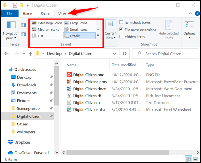 파일 탐색기에서 세부 정보 선택
