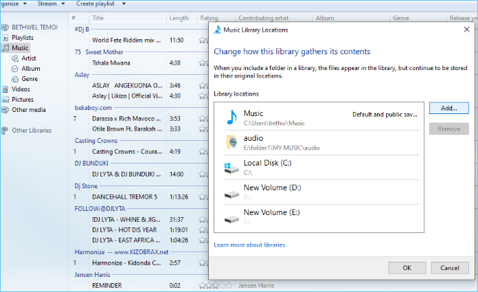 음악 라이브러리 위치