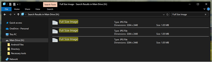 메인 드라이브의 검색 결과