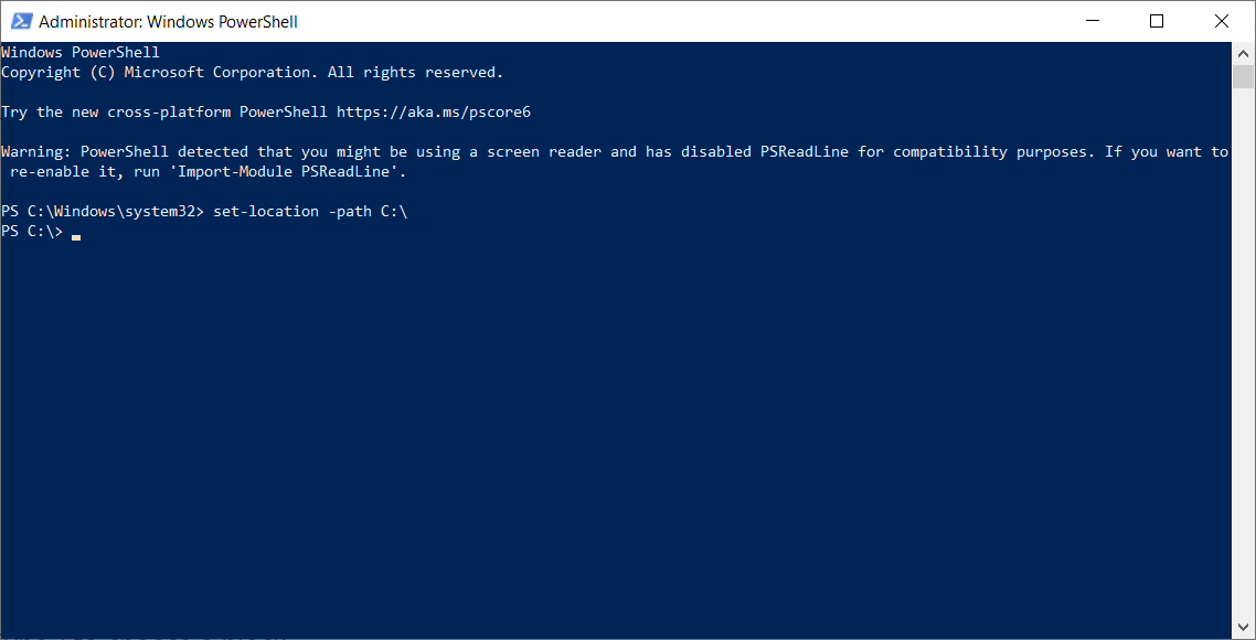 위치 설정 Windows Powershell