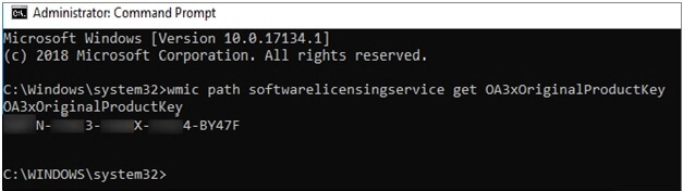 cmd에서 Windows Server 제품 키 찾기