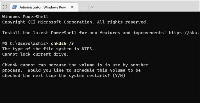 CHKDSK Windows 디스크 오류