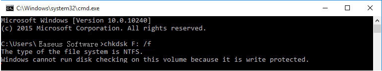 이 볼륨은 쓰기 금지되어 있으므로 Windows에서 디스크 검사를 실행할 수 없습니다.
