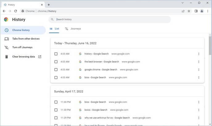 Chrome 기록을 보는 방법