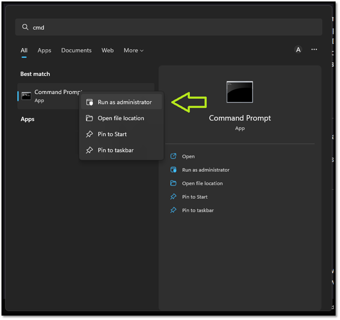 관리자가 있는 명령 프롬프트