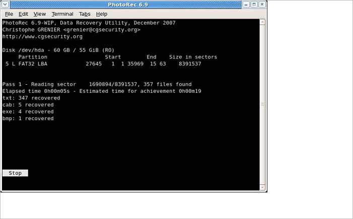 데이터 복구 프로세스가 시작되었습니다