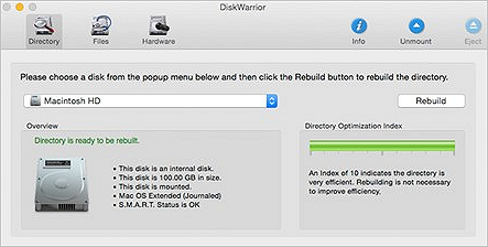 Disk Warrior 소프트웨어 인터페이스