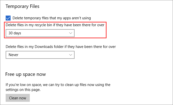 자동으로 휴지통 비우기