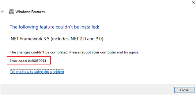오류 코드 0x800f0954는 무엇입니까