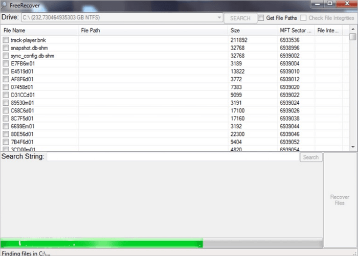 freerecover 오픈 소스 데이터 복구 메인 화면