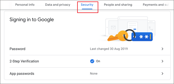Gmail 비밀번호 선택