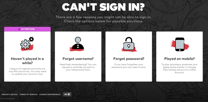 암호 없이 Riot/League of Legends 복구