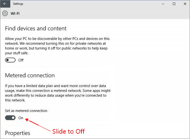 측정 연결 비활성화